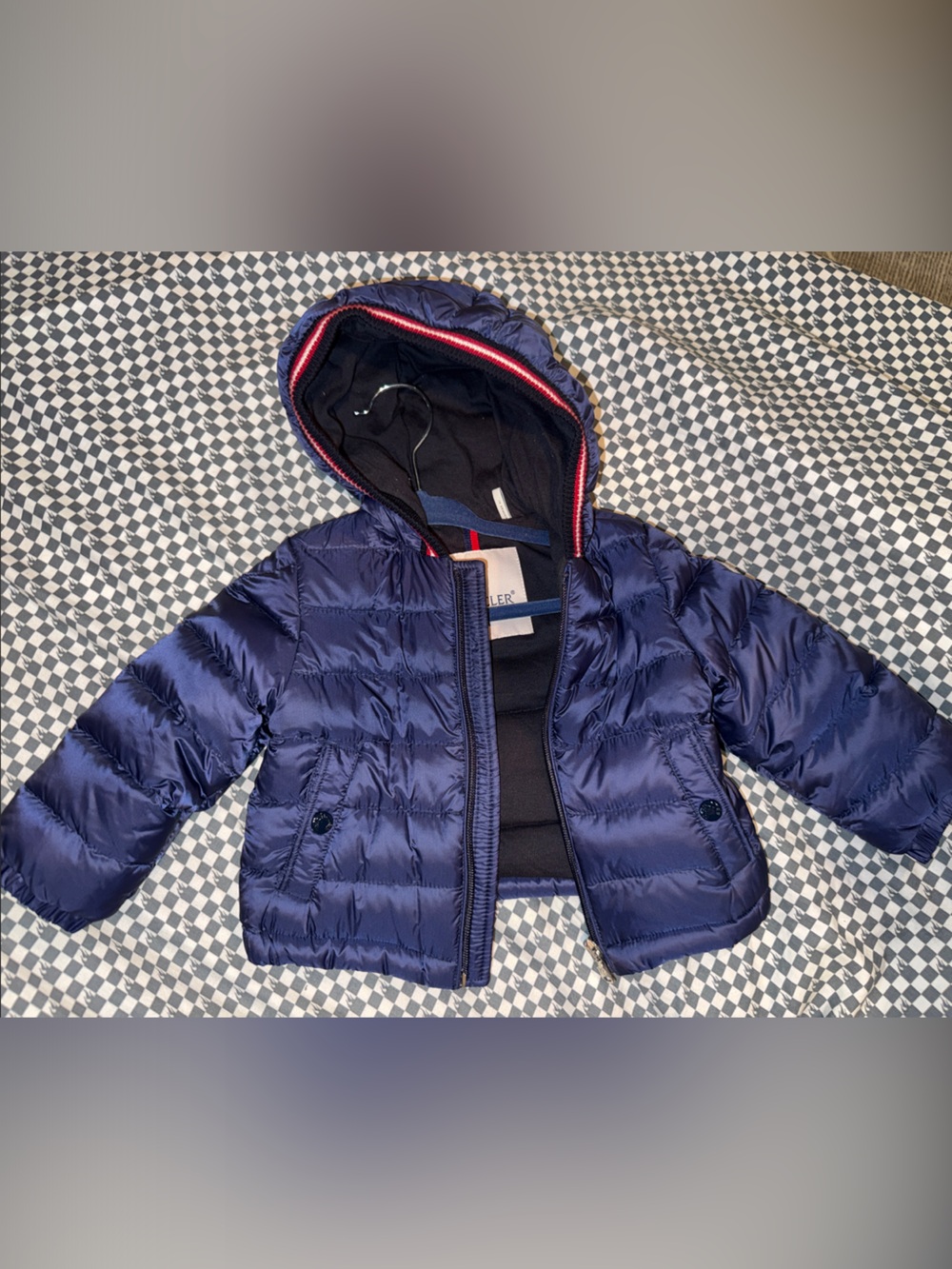 Moncler Navy Puffer Hooded Kids Jacket